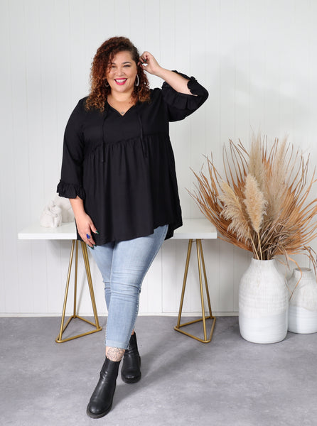 Isla Maree Drape Top - Black - NZ Womens Plus Size Clothing – Isla-Maree